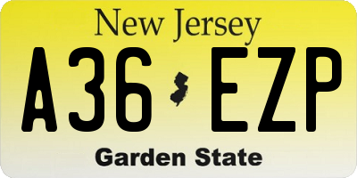 NJ license plate A36EZP