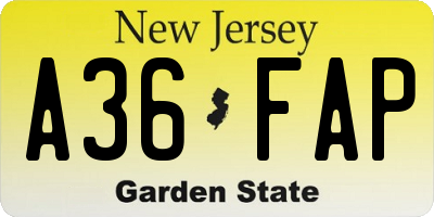 NJ license plate A36FAP
