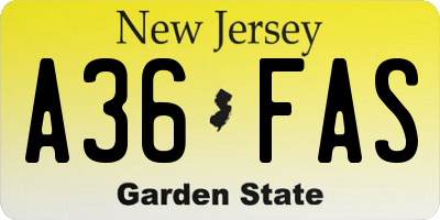 NJ license plate A36FAS