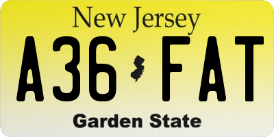 NJ license plate A36FAT