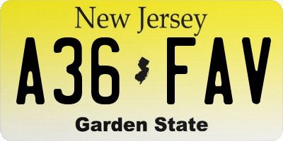 NJ license plate A36FAV