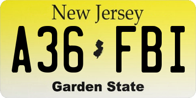 NJ license plate A36FBI