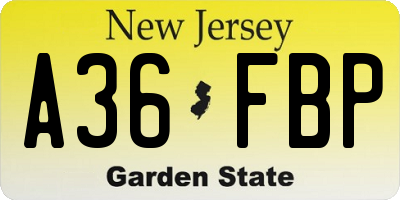 NJ license plate A36FBP