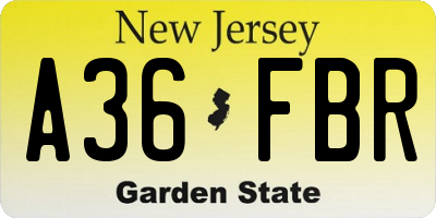 NJ license plate A36FBR