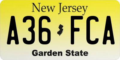 NJ license plate A36FCA