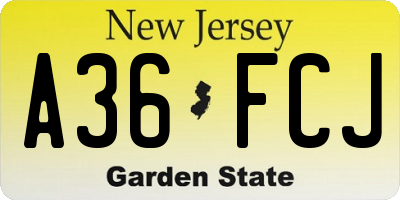 NJ license plate A36FCJ