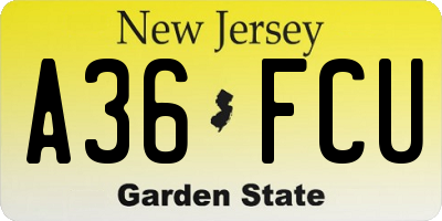NJ license plate A36FCU