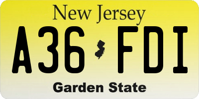 NJ license plate A36FDI