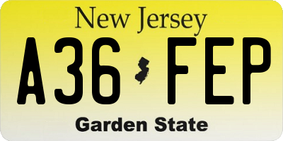 NJ license plate A36FEP