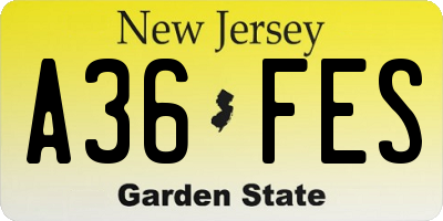 NJ license plate A36FES