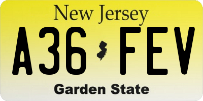 NJ license plate A36FEV