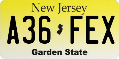 NJ license plate A36FEX