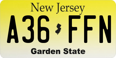 NJ license plate A36FFN