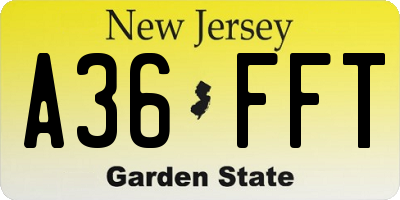 NJ license plate A36FFT