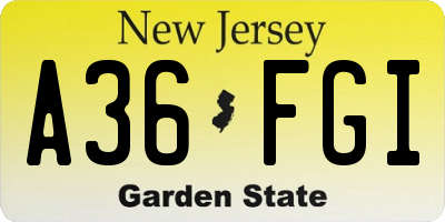 NJ license plate A36FGI