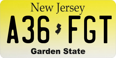 NJ license plate A36FGT