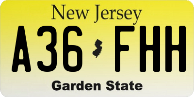NJ license plate A36FHH