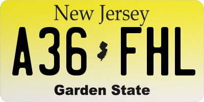 NJ license plate A36FHL