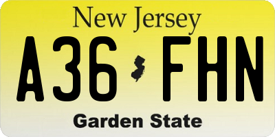 NJ license plate A36FHN