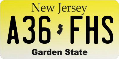 NJ license plate A36FHS