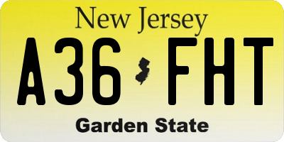 NJ license plate A36FHT