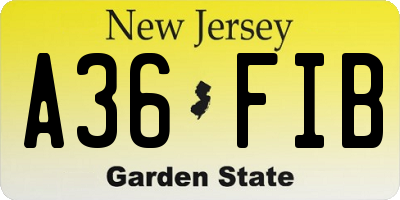 NJ license plate A36FIB