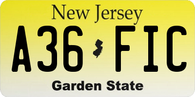NJ license plate A36FIC