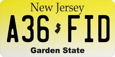 NJ license plate A36FID