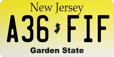 NJ license plate A36FIF