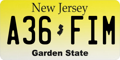 NJ license plate A36FIM