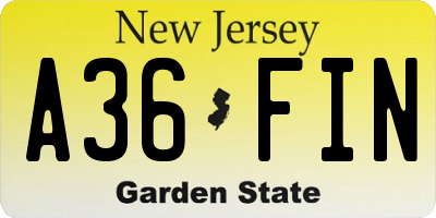 NJ license plate A36FIN