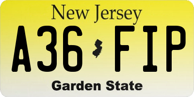 NJ license plate A36FIP