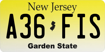 NJ license plate A36FIS