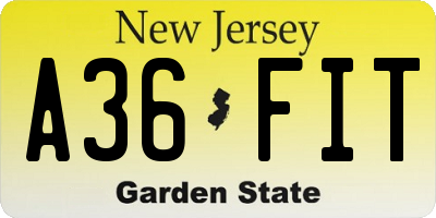 NJ license plate A36FIT