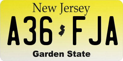 NJ license plate A36FJA