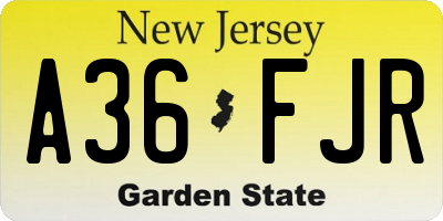 NJ license plate A36FJR
