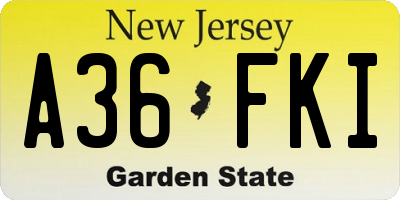 NJ license plate A36FKI