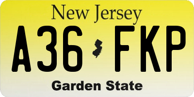 NJ license plate A36FKP