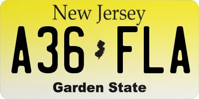 NJ license plate A36FLA