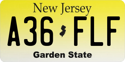NJ license plate A36FLF