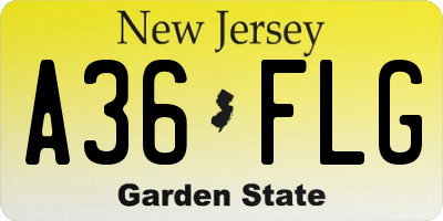 NJ license plate A36FLG