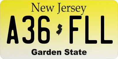 NJ license plate A36FLL