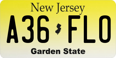 NJ license plate A36FLO