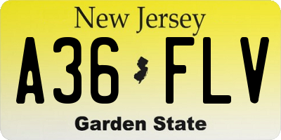 NJ license plate A36FLV