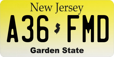 NJ license plate A36FMD