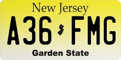 NJ license plate A36FMG