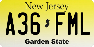 NJ license plate A36FML