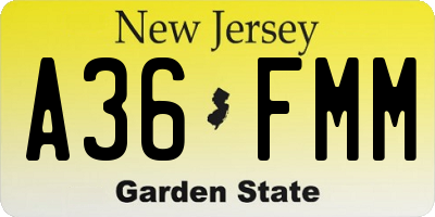 NJ license plate A36FMM
