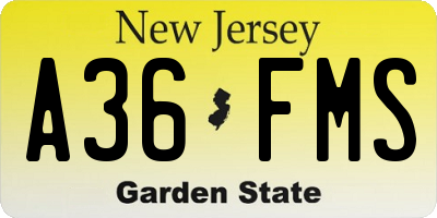 NJ license plate A36FMS