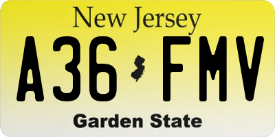 NJ license plate A36FMV
